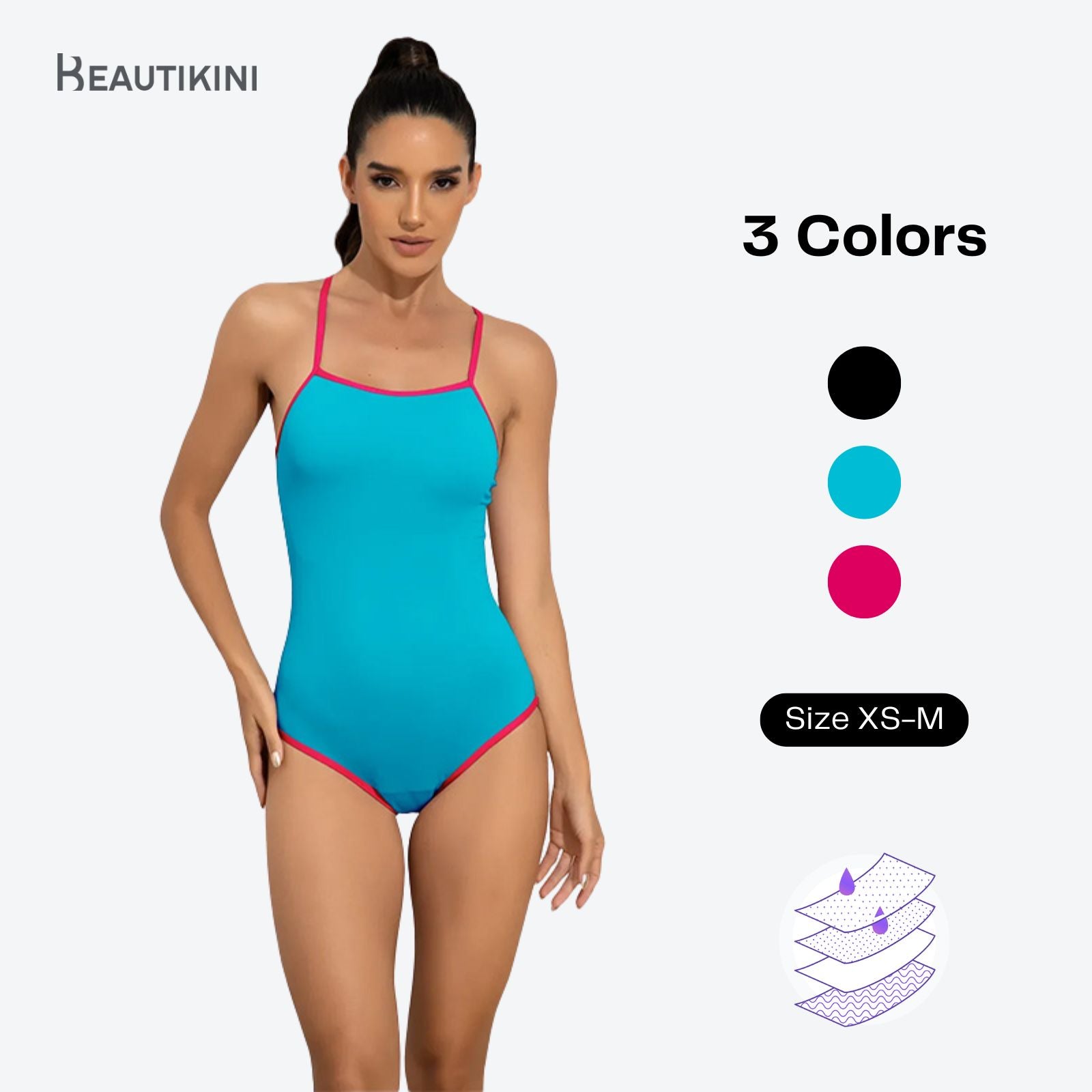 Beautikini Period Swimwear One Piece Leakproof Menstrual Swimsuit
