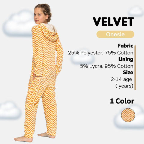 Girls' Long Sleeve Velvet Onesie - Moths & Zig Zag
