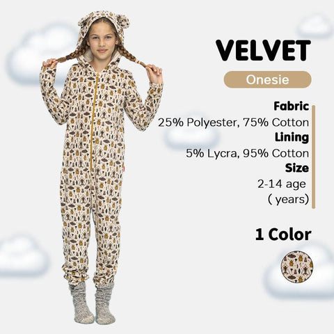 Girls' Long Sleeve Velvet Onesie - Moths & Zig Zag