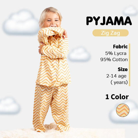 Girls' Long Sleeve Pyjama Set - Rabbit & Zig Zag Print
