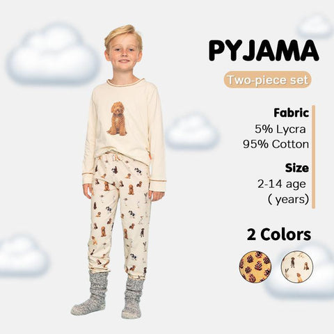 Junior Long Sleeve Pyjama Set - Pinecone & Playful Dog