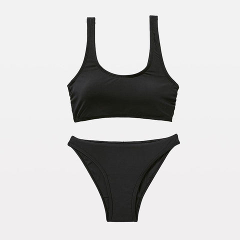 Beautikini Maillot de bain menstruel avec bas taille basse et haut de sport