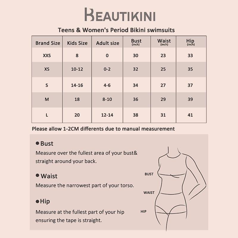 Beautikini Period Swimwear High Waisted Bottoms Sport Top Set