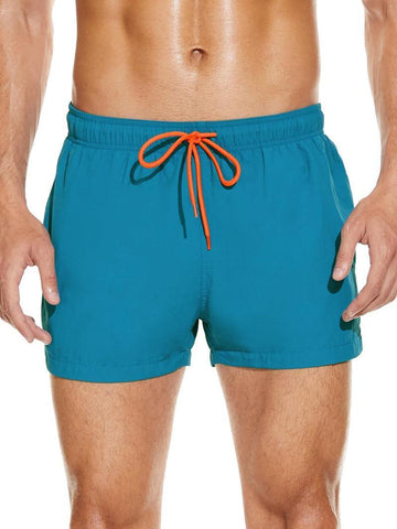 Men's Plain Pocket Drawstring Waist Sleep Shorts 2 Pieces