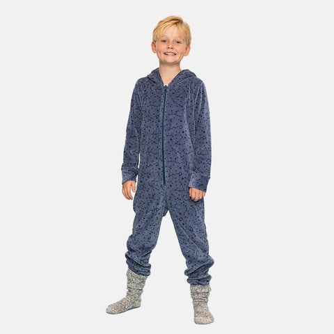 Boys' Long Sleeve Velvet Onesie - Milky Way & Polar Bear Prints