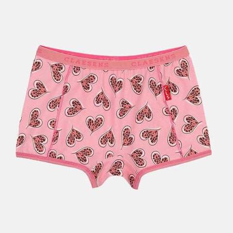 Girls' Pink Multi-Color Heart Print Boxershorts - 3 Pack