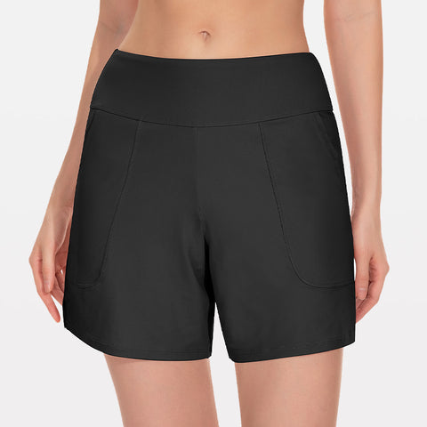 Beautikini Period Traje de baño inferior de 3.0 in de cintura alta UPF 50+ pantalones cortos con bolsillos