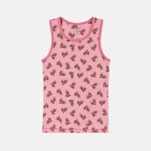 Girls' Sleeveless Singlet - Heart Pattern