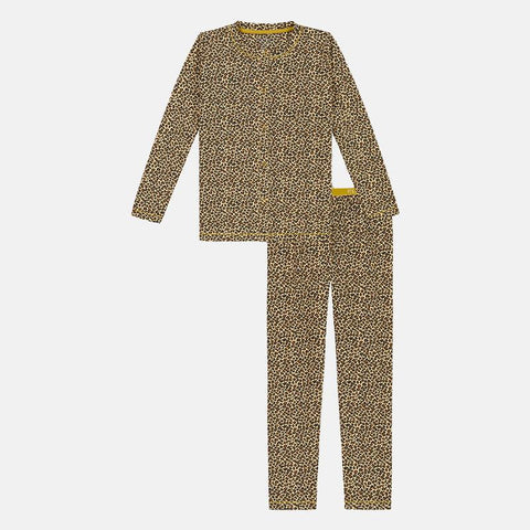 Girls' Long Sleeve Pyjama Set - Brown Panther Print