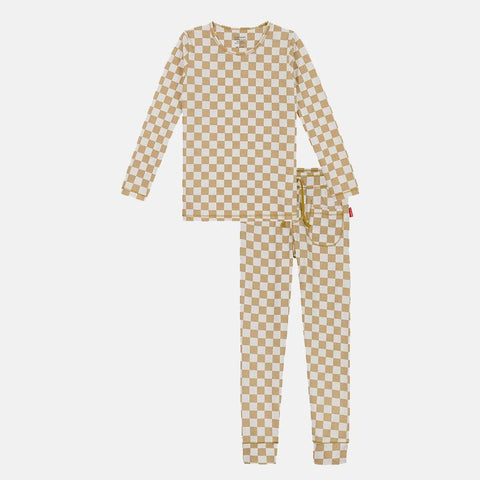 Girls' Long Sleeve Pyjama Set - Hearts, Moths, Checker & Mushroom Print