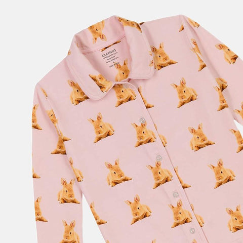 Girls' Long Sleeve Pyjama Set - Rabbit & Zig Zag Print