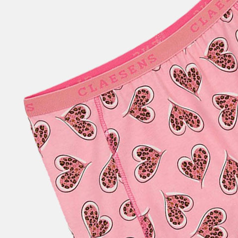 Girls' Pink Multi-Color Heart Print Boxershorts - 3 Pack