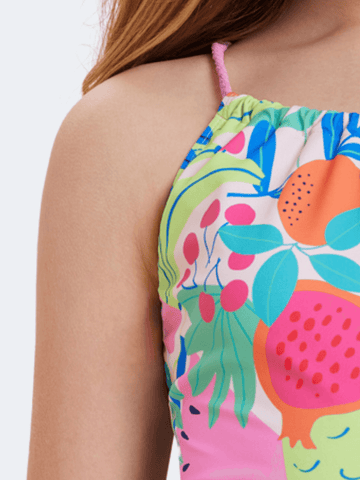 Girls' One-Piece Singlet Swimsuit - Tropical Plant