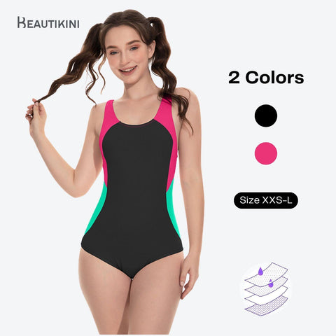 ชุดว่ายน้ำช่วงเวลา Beautikini ชุดว่ายน้ำฝึกซ้อม One Piece Racerback