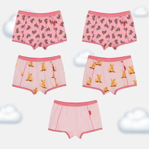 Girls' Multi-Print Boxer Shorts 5-Pack – Winter 2024 Collection