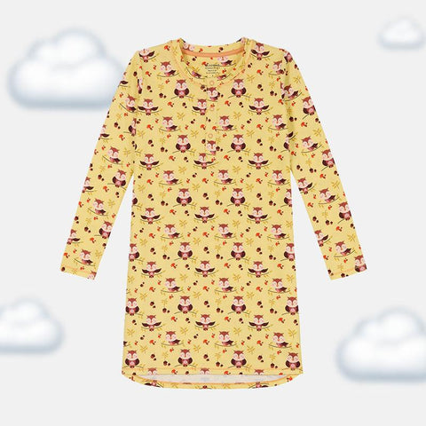 Girls' Long Sleeve Dress - Moths & Owl Print