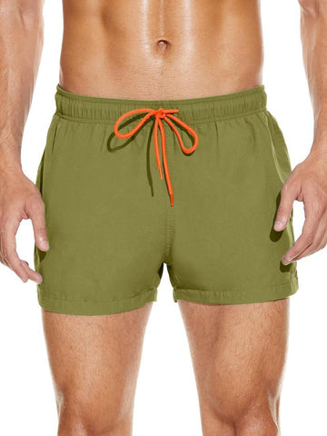 Men's Plain Pocket Drawstring Waist Sleep Shorts 2 Pieces