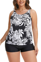 Beautikini Blouson Tankini Two Piece Tummy Control Bathing Suits with Shorts Modest Loose Fit Swimwear
