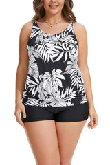 Beautikini Blouson Tankini Two Piece Tummy Control Bathing Suits with Shorts Modest Loose Fit Swimwear