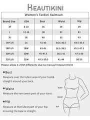 Beautikini Blouson Tankini Swimsuits for Women, Two Piece Tummy Control Bathing Suits with Shorts Modest Loose Fit Swimwear