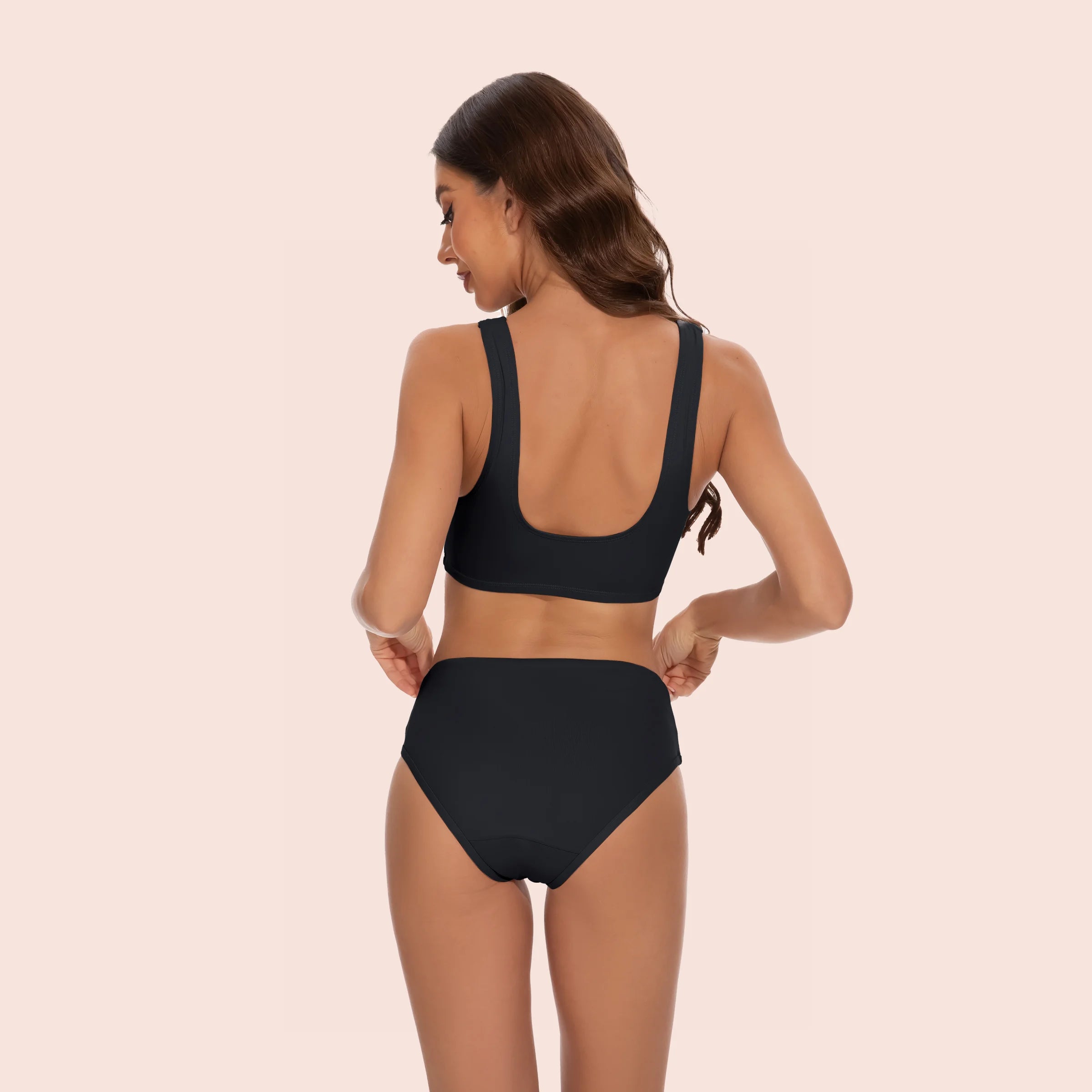 Beautikini Period Swimwear Two Piece Menstrual Leakproof Sporty Bikini Sets