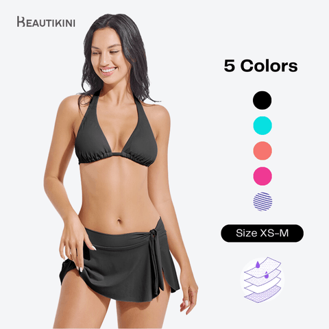 Beautikini  Period Swim Low Waist Bottoms Side-Tie Skirted  for Teens Girls