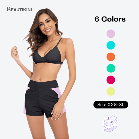 Beautikini Period Trajes de baño Shorts de baño de secado rápido con cintura ancha de 3 "