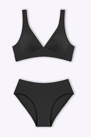 Beautikini Women's Two Piece Bikini Set, Sexy Self Tie Swimsuit with Bottoms Cheeky V Neck Middle Waisted Bathing Suits