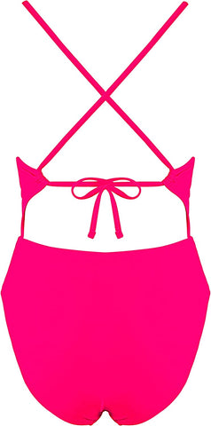 Beautikini Traje de baño de una pieza Monokini de corte alto con tirantes finos y cordones para mujer con cuello redondo