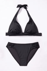 Beautikini Sexy Halter Bikini Set for Women Two Piece Cheeky Swimsuit Deep V Neck High Cut Low Waist Womens Bathing Suit