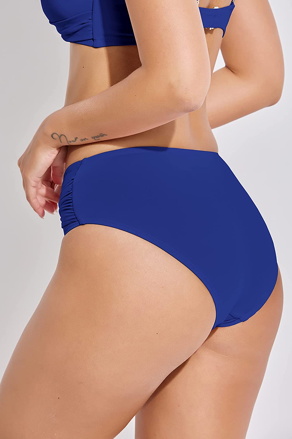 Beautikini Women's Twist Front Bikini Bottom Full Coverage Swimsuit Bottoms Ruched Bathing Suit Bottoms
