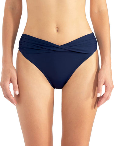 Beautikini Women Twist Front Bikini Bottom V Cut Cheeky Bathing Suit Bottoms Ruched Swim Bottoms