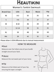 Beautikini Women's Tankini Swimsuits Two Piece Bathing Suits for Woman Printed Swimwear Top with Bikini Bottom