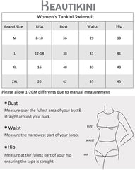 Beautikini Women Two Piece Swimsuits, Tummy Control Bathing Suits High Neck Tankini with Shorts Racerback Tank Tops Swimwear