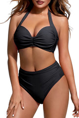 Beautikini Women's Bikini Swimsuits Two Piece Bathing Suits Halter Push Up Bikini High Waisted Full Coverage Bottoms