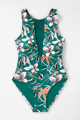 ملابس السباحة النسائية قطعة واحدة ، شبكة الرقبة العالية البطن السيطرة على الاستحمام الدعاوى Monokini ملابس السباحة