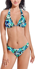 Beautikini Women Halter Bikini Sets, V Neck Two Piece Swimsuits Sexy Bikini Swimwear Triangle Top Bathing Suit