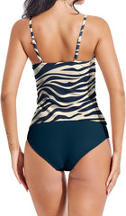 Beautikini Women's Tankini Swimsuits Two Piece Bathing Suits for Woman Printed Swimwear Top with Bikini Bottom