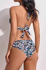 Beautikini Sexy Halter Bikini Set for Women Two Piece Cheeky Swimsuit Deep V Neck High Cut Low Waist Womens Bathing Suit