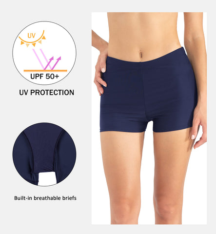 Beautikini para mujeres pantalones cortos de natación de talla grande de la cintura alta pantalones cortos de tablero de bikini tankini